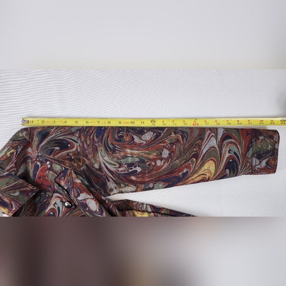 Christopher & Banks Paint Pour Multicolor Swirl Pattern Brown Blazer Jacket Med - Picture 9 of 10